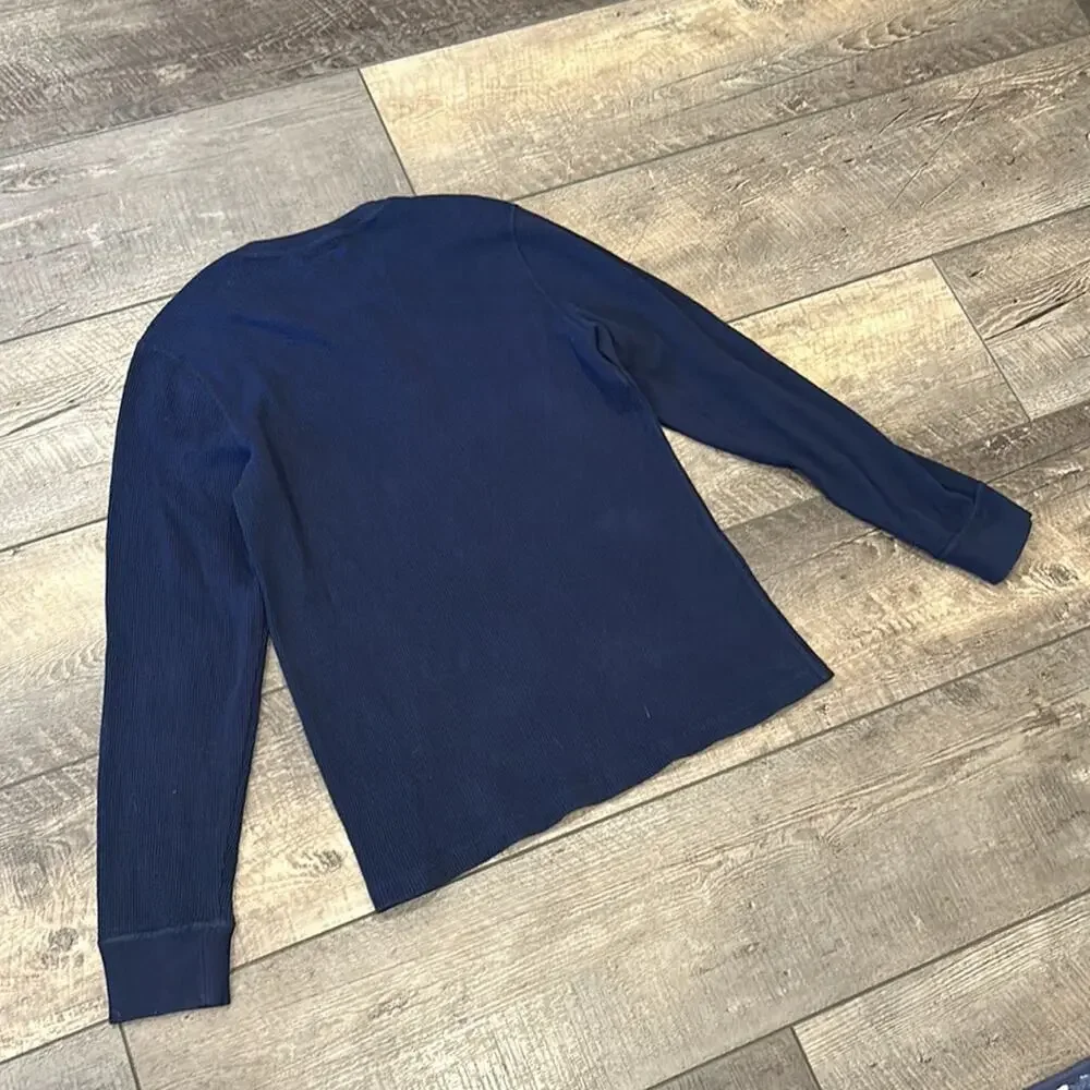 J CREW Mercantile Blue Waffle Henley Long Sleeve Shirt Large